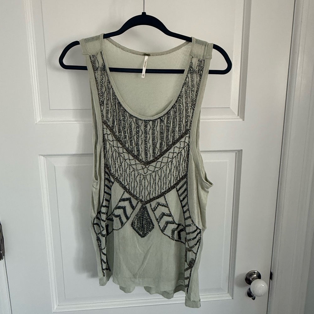 Free people beaded tank, only worn once.  Like new.